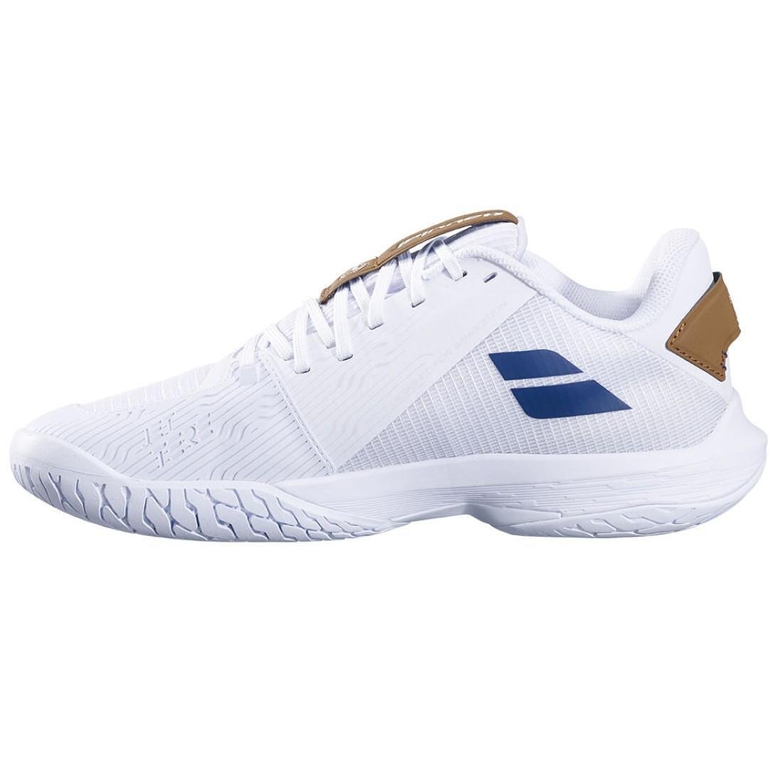 Pantofi sport bărbătești Babolat JET TERE 2 ALL COURT WIMBELDON - alb, albastru navy – pantofi de tenis albi pentru all courts