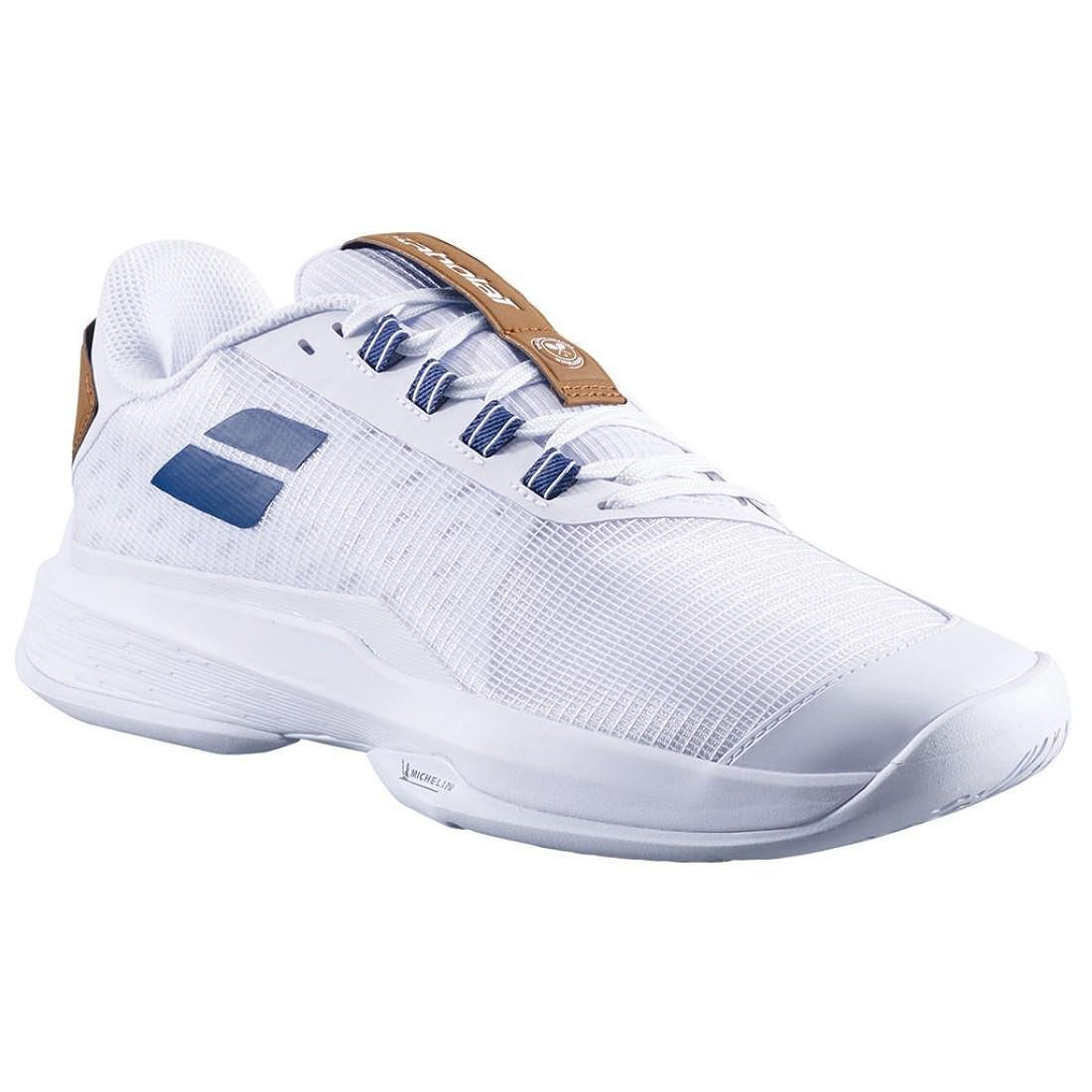 Pantofi sport bărbătești Babolat JET TERE 2 ALL COURT WIMBELDON - alb, albastru navy pentru viteză și flexibilitate pe all courts