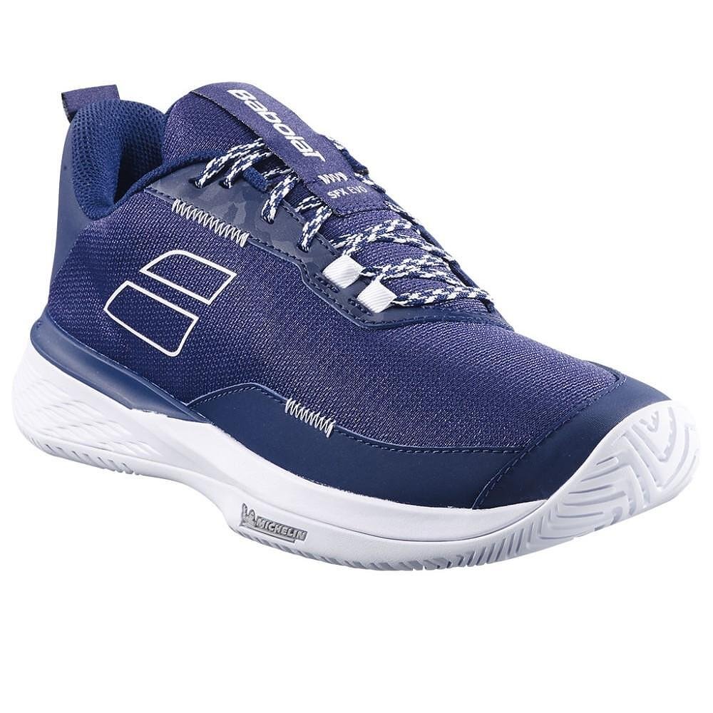 Pantofi de tenis pentru bărbați Babolat SFX EVO ALL COURT - dark blue, white pentru toate suprafețele, pantofi de tenis stabili și respirabili