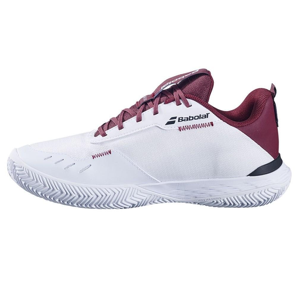 Pantofi sport pentru bărbați Babolat SFX EVO CLAY - white, port royale – confort și stabilitate pentru tenis pe zgură.
