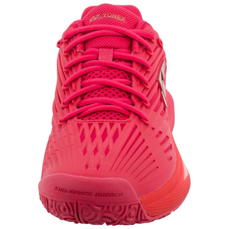 Мъжки маратонки Yonex Ecliption 5 Clay Ruby Red с яркочервен дизайн и удобно закопчаване, идеални за тенис на клей.