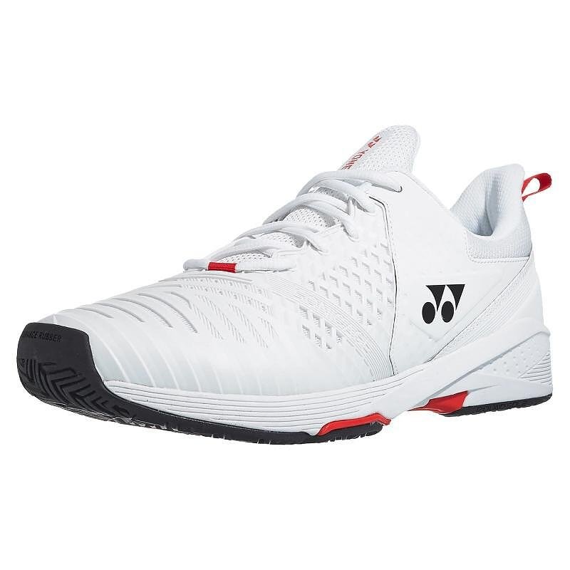 Pantofi de tenis pentru bărbați Yonex Sonicage 3 Men White/Red – ușori, stabili și confortabili pentru joc dinamic