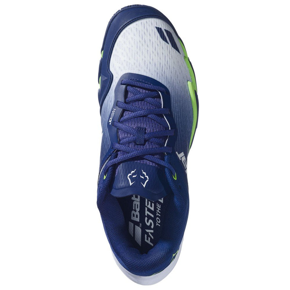 Pantofi de padel pentru bărbați Babolat PREMURA 3 MEN LEBRON BLUE / GREEN pentru dinamism, stabilitate și confort pe teren