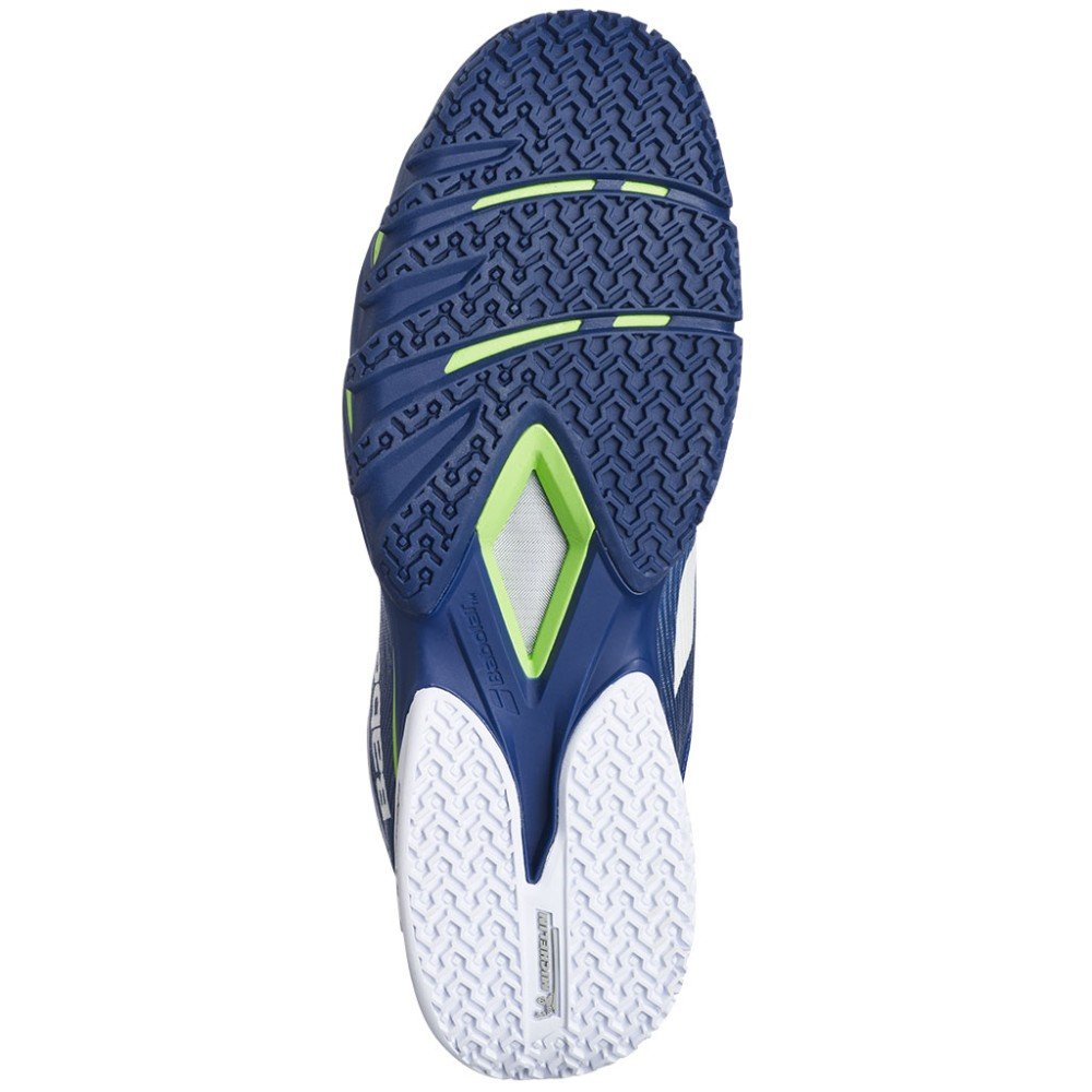 Pantofi de padel pentru bărbați Babolat PREMURA 3 MEN LEBRON BLUE / GREEN cu talpă pentru stabilitate și aderență pe teren