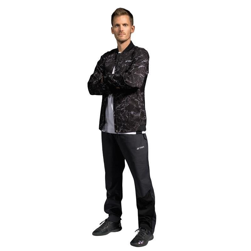 Pantaloni bărbătești Yonex Warm-Up Club Team Black - trening sport negru pentru tenis și padel, 100% poliester