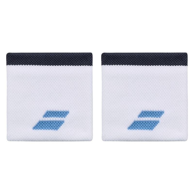Накитници Babolat LOGO - white, drive blue – меки, абсорбиращи тенис накитници в комплект от 2 броя