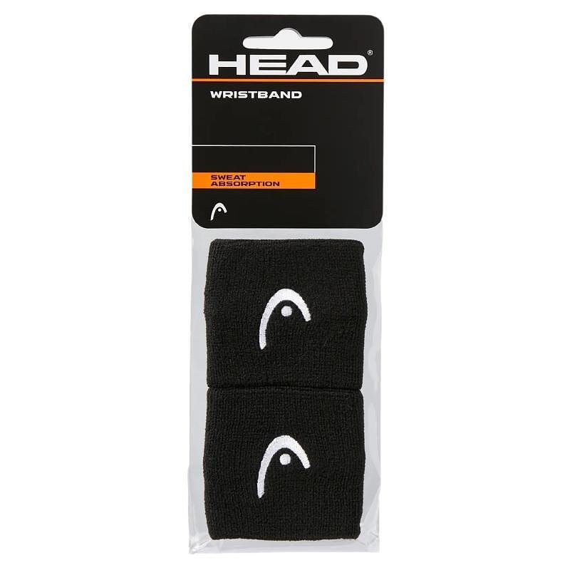 Накитници Head 2.5“ - black, компактни черни спортни накитници HEAD за тенис, падел ракети и тенис екипировка