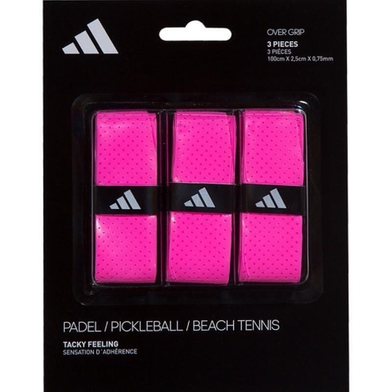 Overgripuri pentru padel adidas Tacky Feeling din poliuretan, cu absorbție ridicată a transpirației, atingere moale și priză sigură, în pachet de 3 bucăți.