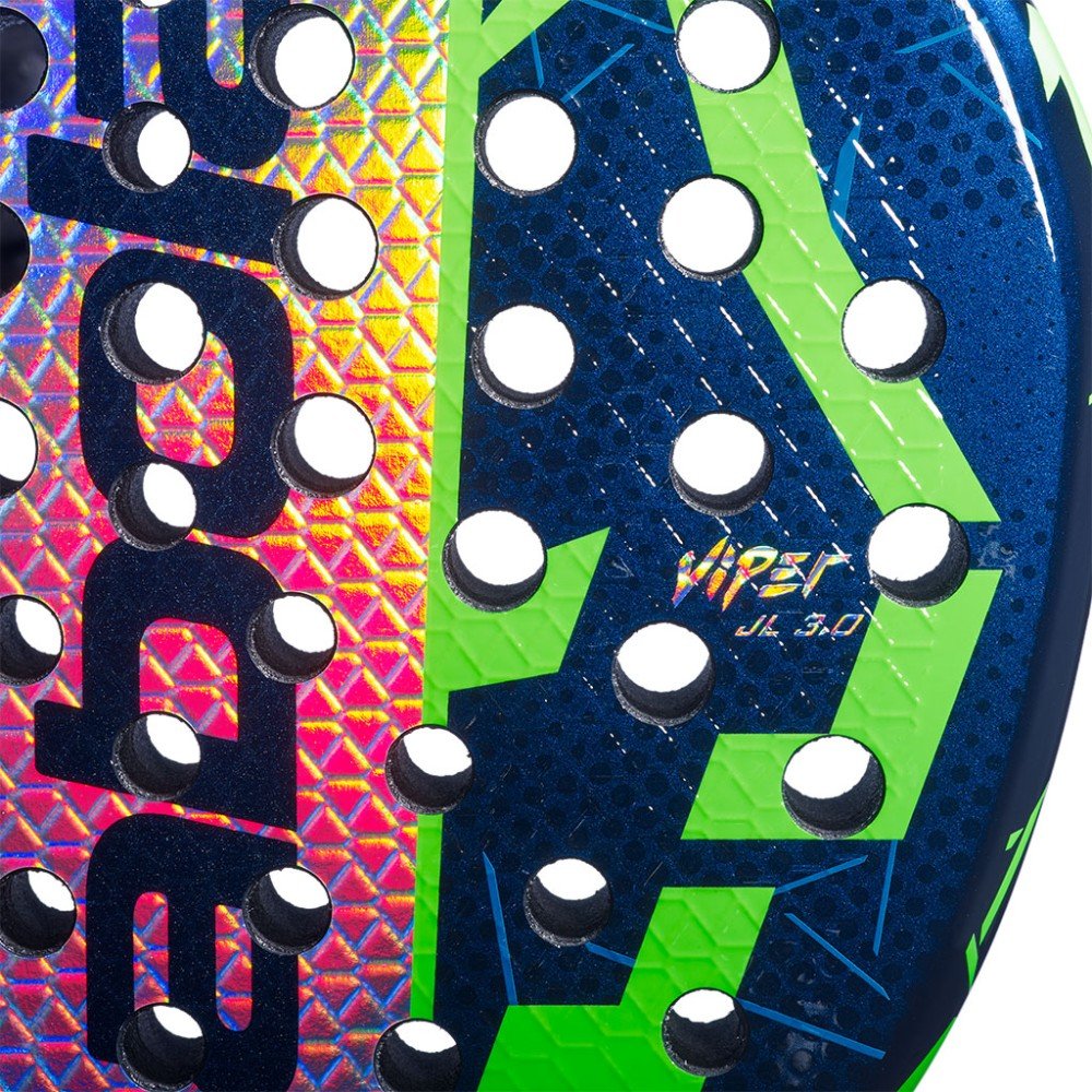 Rachetă de padel Babolat VIPER JUAN LEBRON 3.0 FW cu formă de diamant, carbon 3K și putere explozivă pentru joc ofensiv.