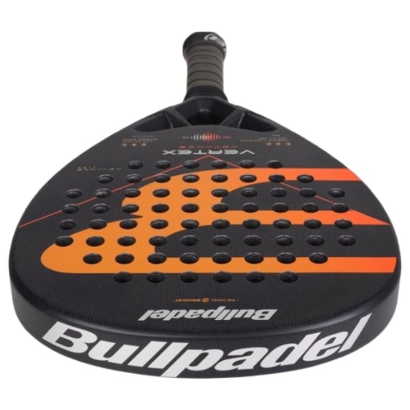 Padel racket BULLPADEL VERTEX ADVANCE– padel racket with a diamond shape, Fibrix surface, MultiEva core and CarbonTube carbon frame for powerful and stable play for advanced players.