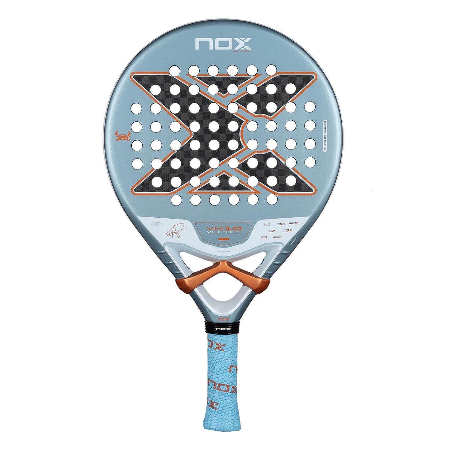 Rachetă de padel VK10 Ventus 12K Control cu carbon 12K, nucleu MLD Black EVA, suprafață Dual Spin și formă rotundă, destinată jucătorilor profesioniști.