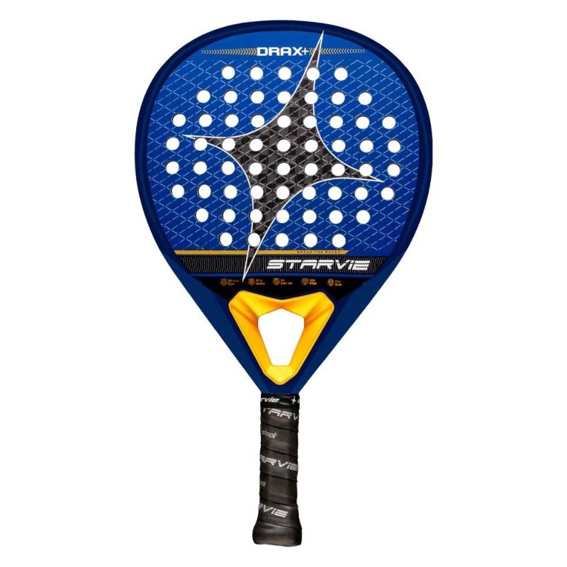 Padel racket Star Vie Drax +– professional padel racket with a hybrid shape, 15K Aluminized Carbon, Pro 50 EVA and Noene Inside for power, control and reduced vibrations.