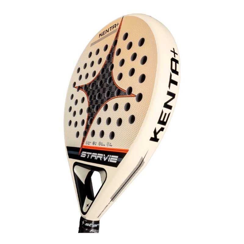 Star Vie Kenta padel racket +– a professional teardrop-shaped padel racket with 3K Carbon, Pro 50 EVA, Hex Tech and Noene Inside for precise control, power and comfort.