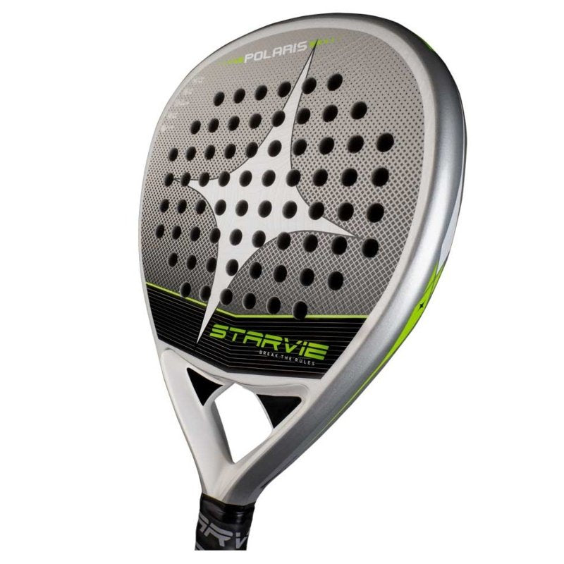 Star Vie Polaris padel racket– a professional teardrop-shaped padel racket with 12K Carbon, Soft 30 EVA, Hex Tech and Noene Inside for an excellent balance of control, power and comfort.