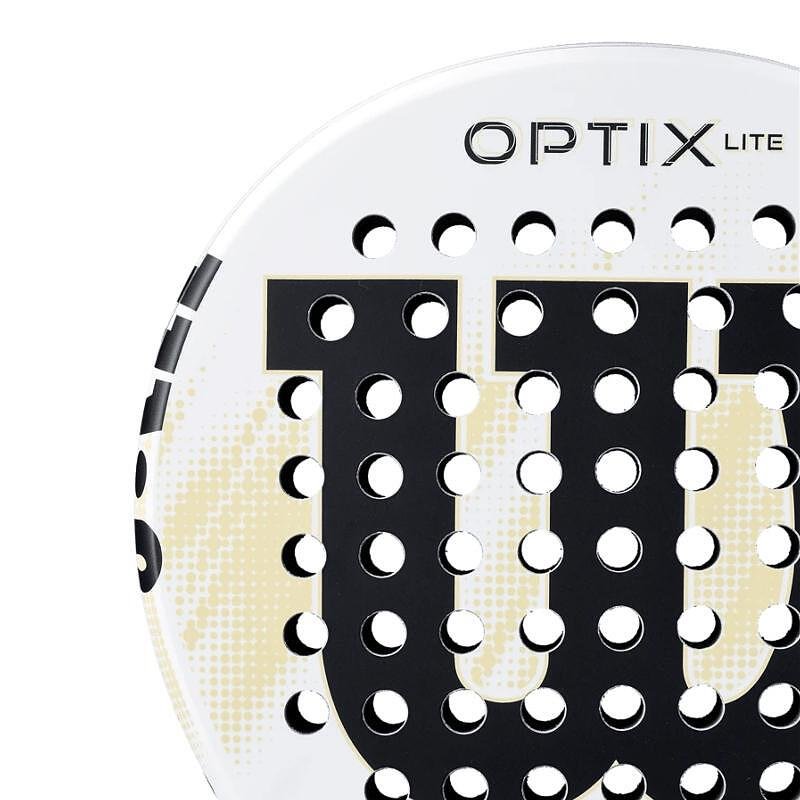 Rachetă de padel Wilson Optix V2 Lite White – o rachetă ușoară și comodă pentru începători, cu sweet spot mare.