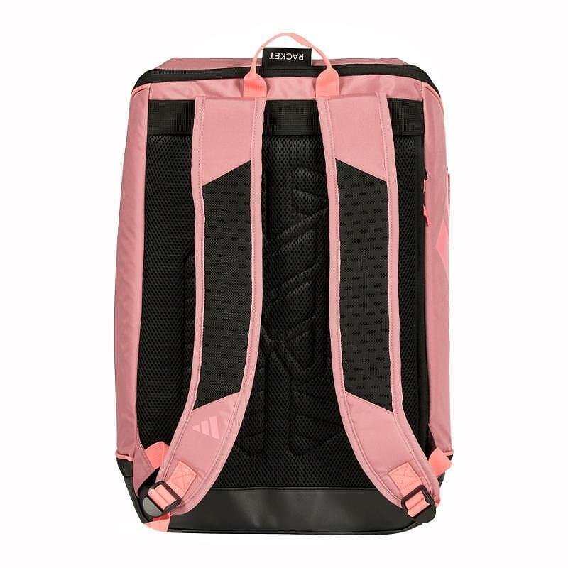 Rucsac de padel Adidas Protour Pink 2026 în culoarea Orange Rose, cu compartiment termoizolat pentru racheta de padel, compartiment inferior ventilat și spate căptușit pentru confort la purtare.