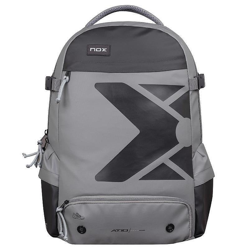 Padel backpack NOX TEAM AT10 Agustin Tapia – grey sports backpack with compartments for a racket, shoes and accessories, with an ergonomic and modern design.