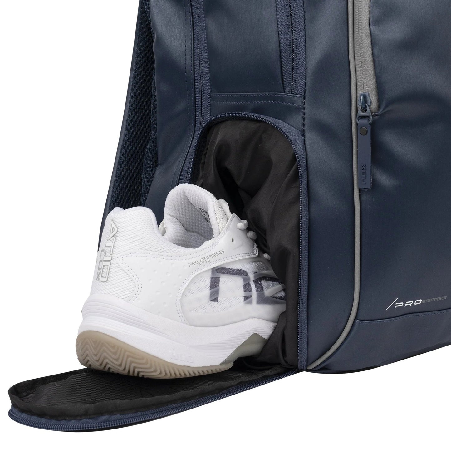 Nox Pro Series Navy Blue backpack for padel with compartment for racket and shoes