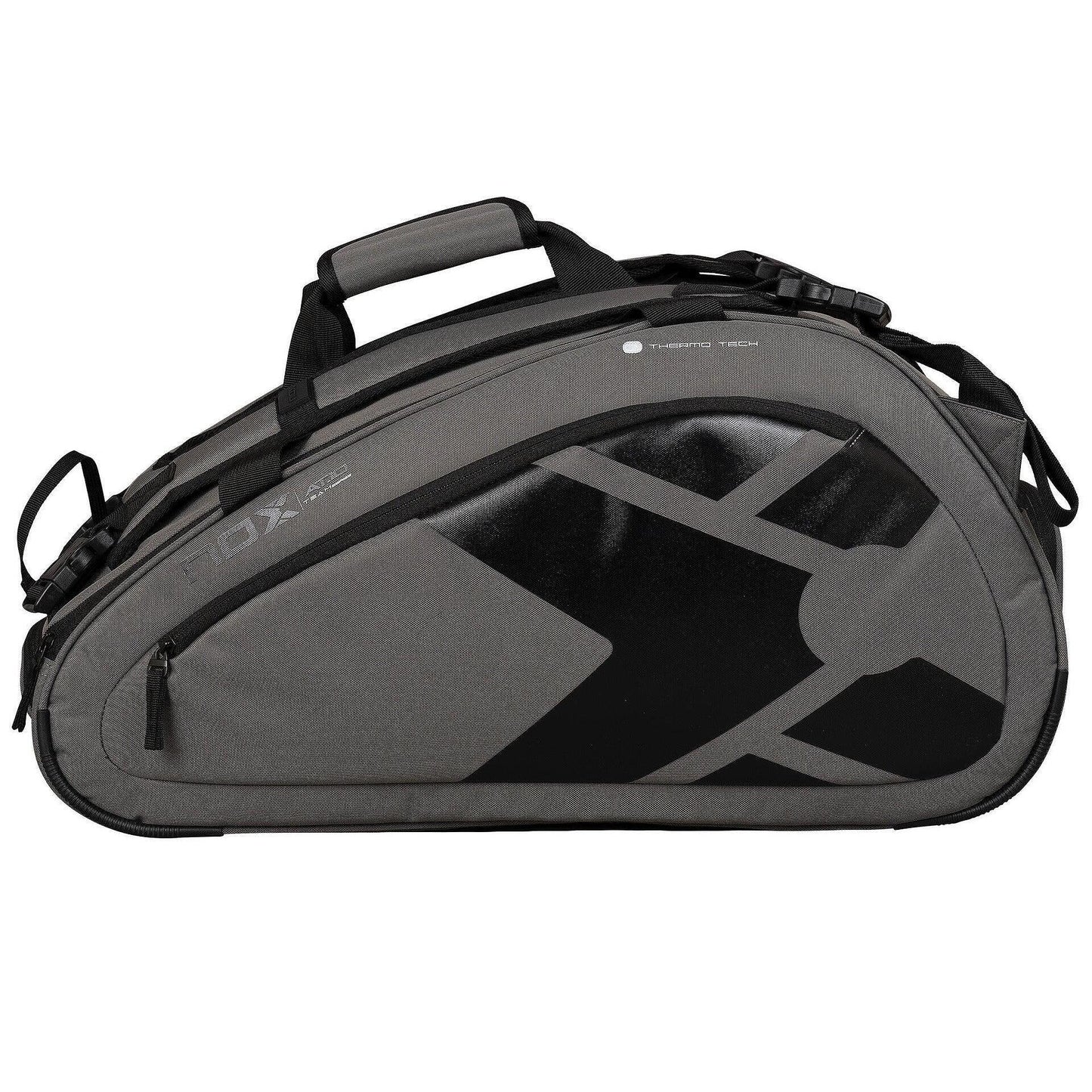 NOX TEAM AT10 padel bag – grey-black sports bag with thermal compartment, shoe compartment and space for up to 3 padel rackets, inspired by Agustín Tapia.