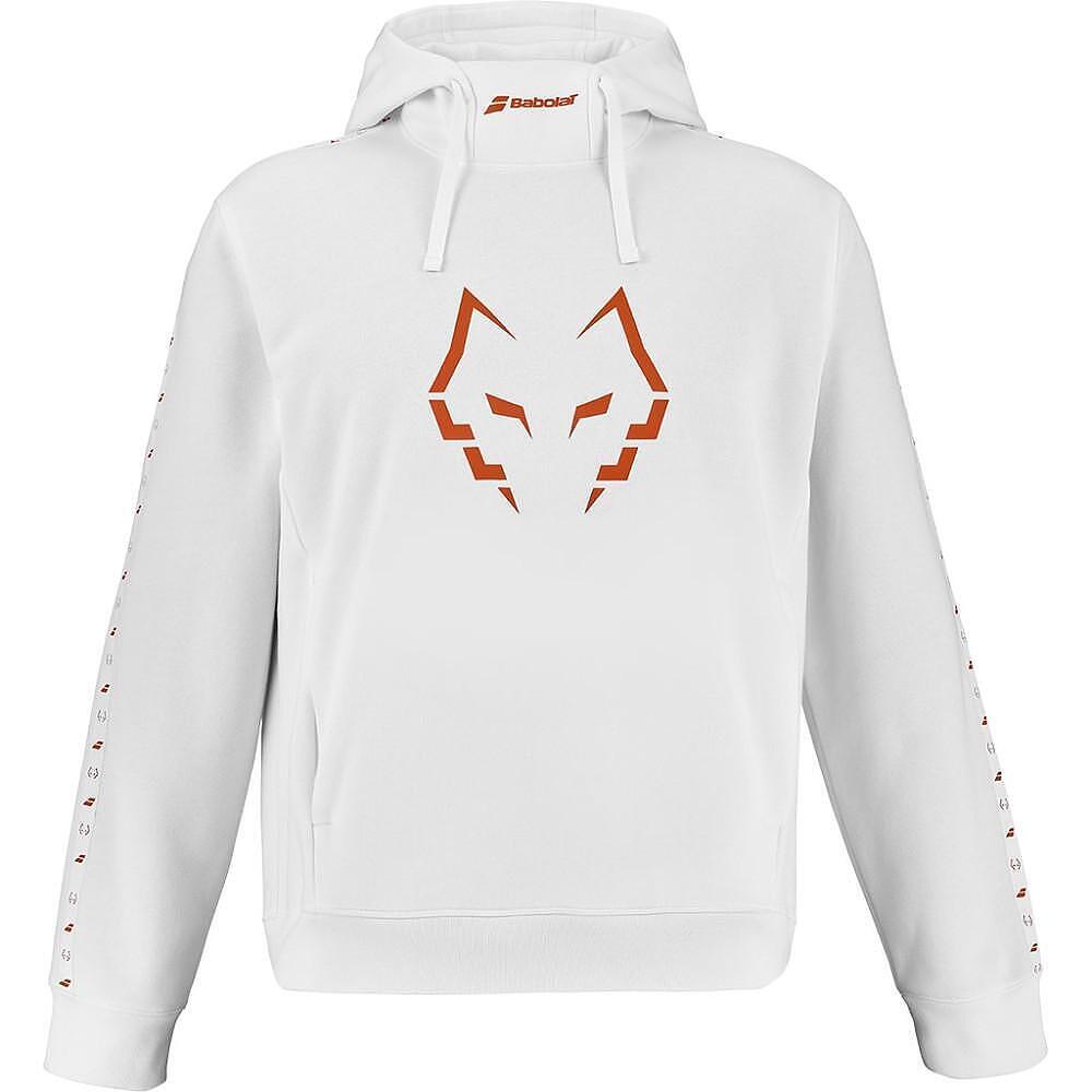 PADEL SWEATSHIRT BABOLAT HOOD SWEAT J LEBRON WHITE – white hooded padel sweatshirt with comfort for training