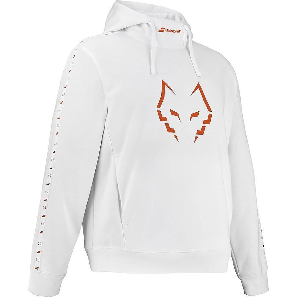 PADEL SWEATSHIRT BABOLAT HOOD SWEAT J LEBRON WHITE – white hooded sweatshirt for comfort and style on the padel court