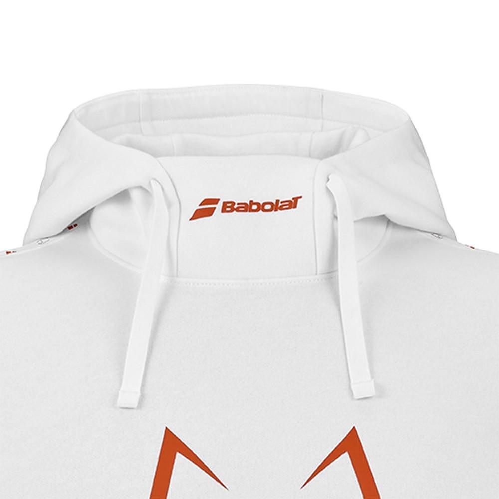 PADEL SWEATSHIRT BABOLAT HOOD SWEAT J LEBRON WHITE – white hooded padel sweatshirt for comfort and warmth