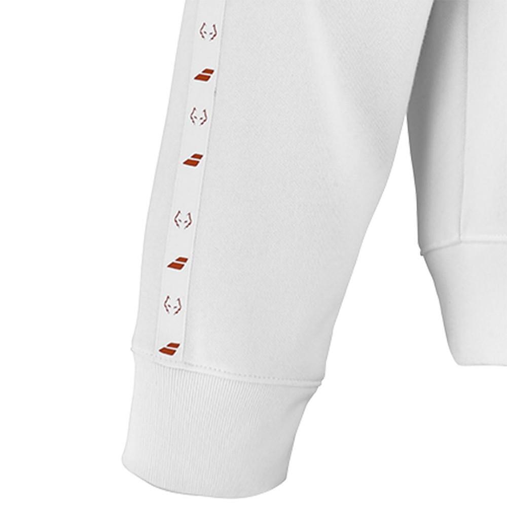 PADEL SWEATSHIRT BABOLAT HOOD SWEAT J LEBRON WHITE – white hooded sweatshirt for padel, comfort and style