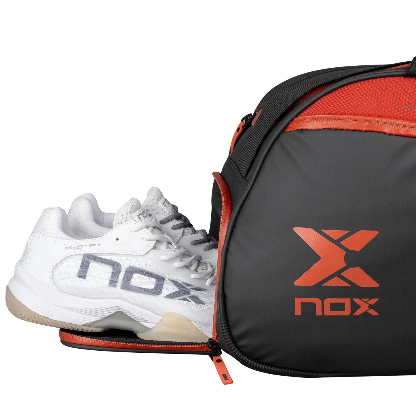 Nox Luxury Open 24 Red padel thermal bag with ventilated shoe compartment and rigid bottom