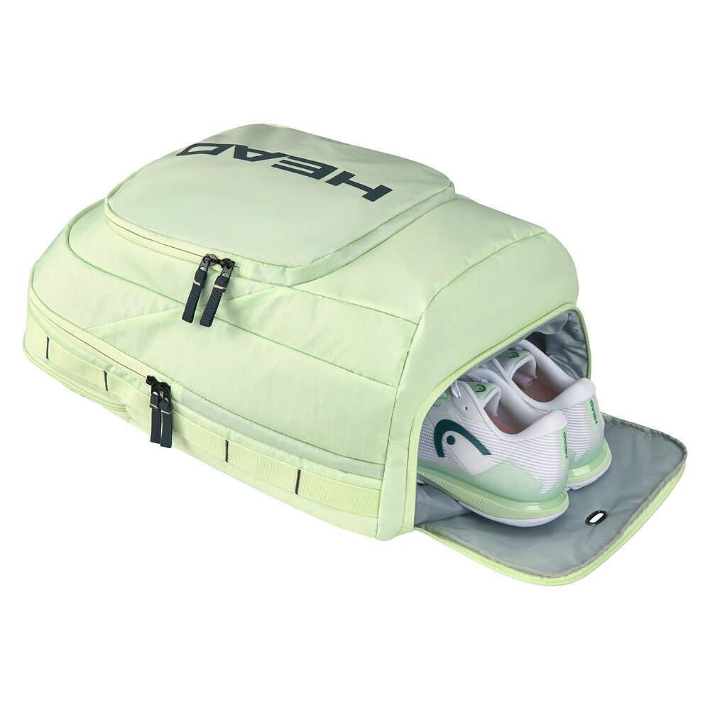 Раница Head Pro 30L Green тенис раница с широк отвор и практични джобове за тенис екипировка и аксесоари