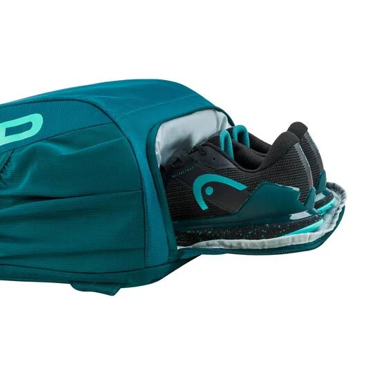Head Tour 25L Green backpack – green tennis backpack with a shoe compartment and sporty organization