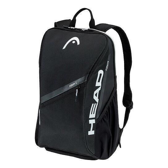 Head Tour 25L Black backpack – black tennis backpack with shoe compartment and phone pocket for tennis gear.