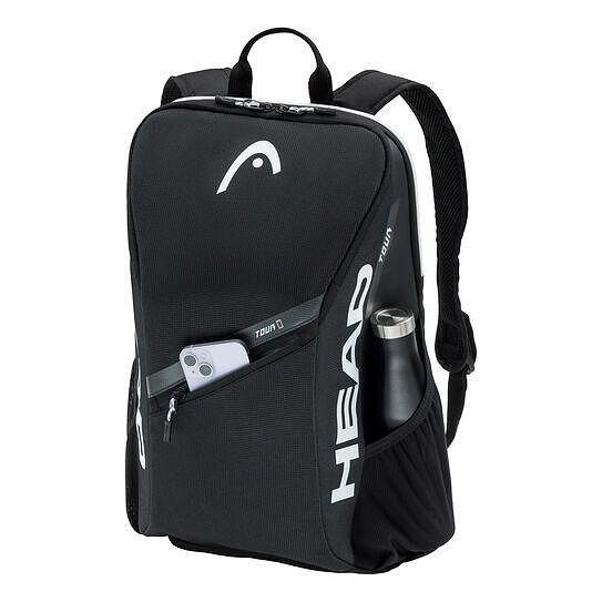 Head Tour 25L Black backpack - black tennis backpack with phone pocket and shoe compartment