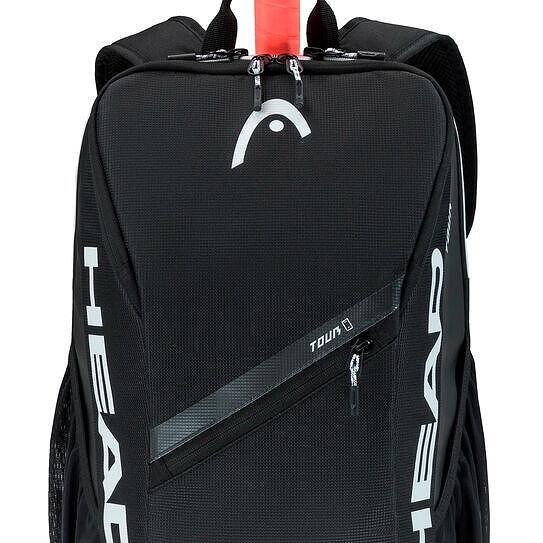Head Tour 25L Black backpack – tennis gear backpack with shoe compartment and a handy outer pocket