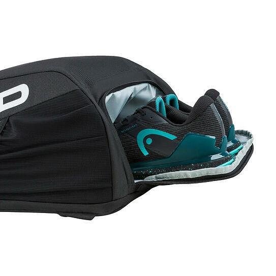 Head Tour 25L Black backpack, tennis backpack with shoe compartment and quick access to gear