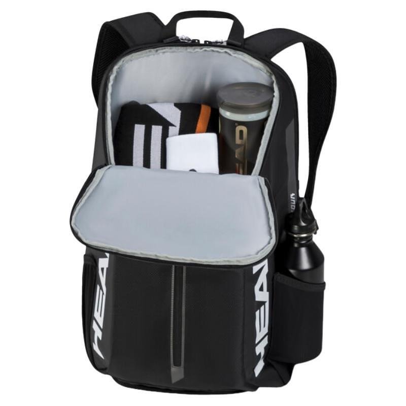 Раница Head Tour 25L Black – тенис раница с отделение за ракети, обувки и джобове за тенис екипировка.