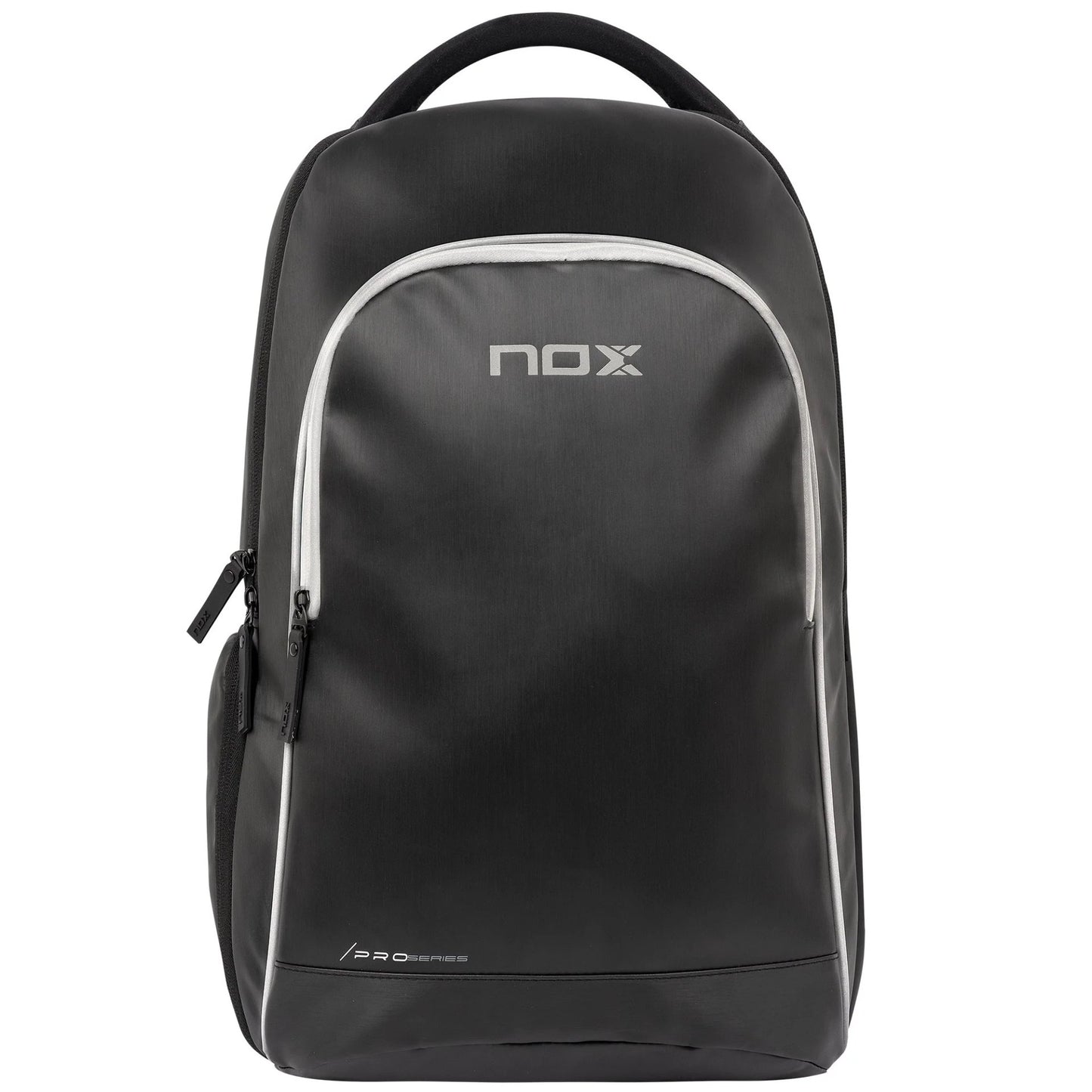 NOX Pro Series padel backpack – black sports backpack with compartments for a laptop, racket, shoes and accessories, with an ergonomic and stylish design.
