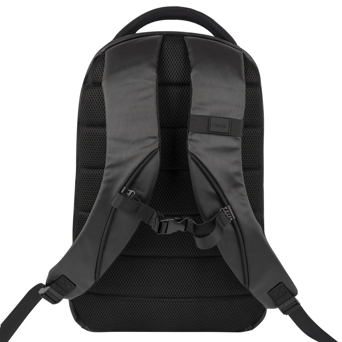 NOX Pro Series padel backpack – black sports backpack with compartments for a laptop, racket, shoes and accessories, with an ergonomic and stylish design.