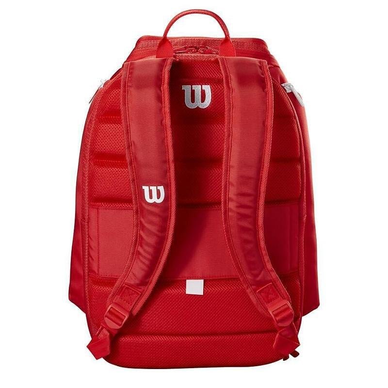 Раница Wilson Super Tour 2025 в червено – удобна тенис раница с комфортни презрамки и функционален дизайн