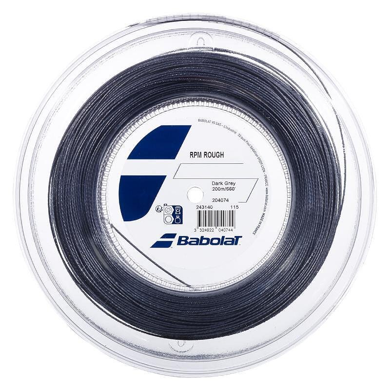 Rolă Babolat RPM Rough 125 200m - gri închis - cordaj de tenis cu structură octogonală pentru topspin și confort