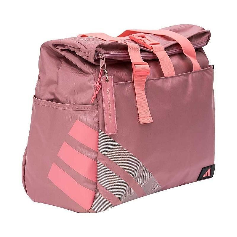 Geantă sport adidas Weekend Bag Martita Ortega 2026 – portocaliu-roz, design roll-top, capacitate 30–35 l