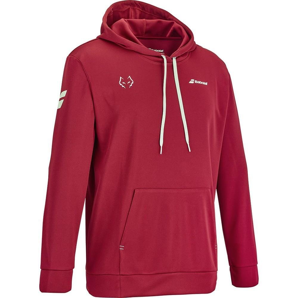 Babolat HOOD SWEAT LEBRON sweatshirt - red dahlia, men's hooded sweatshirt with kangaroo pocket for comfort.