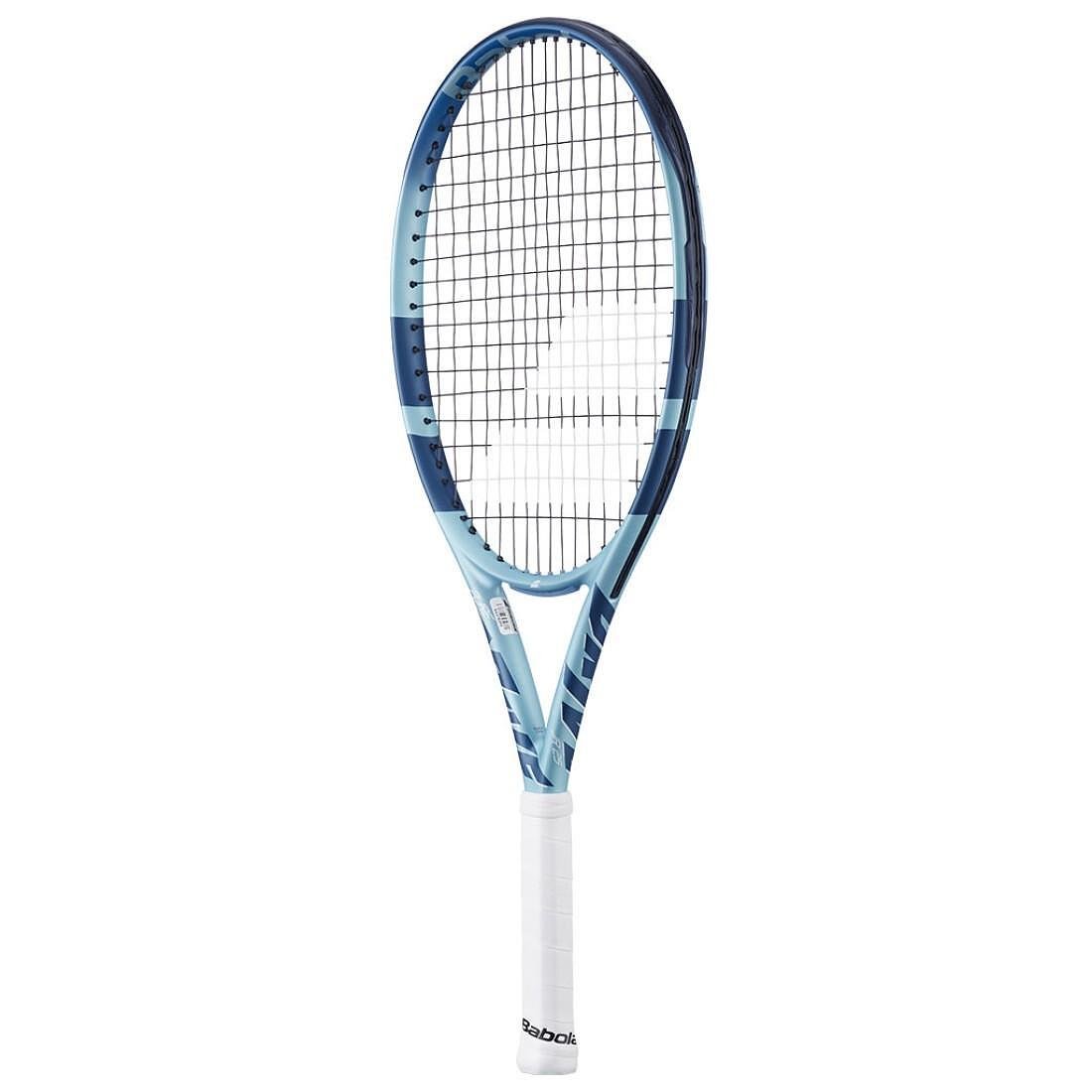 Rachetă de tenis Babolat Pure Drive Junior 25 Gen11 Light Blue pentru tineri jucători de competiție, ușoară și puternică