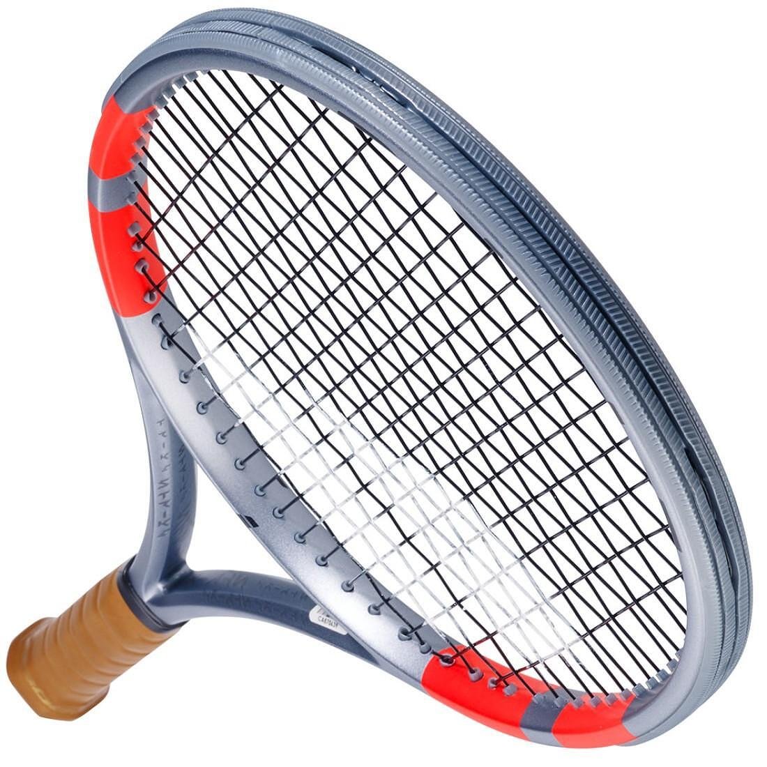 Babolat Pure Strike 97 Gen4 tennis racket with an elegant gray design, precise control and maneuverability for demanding tennis players