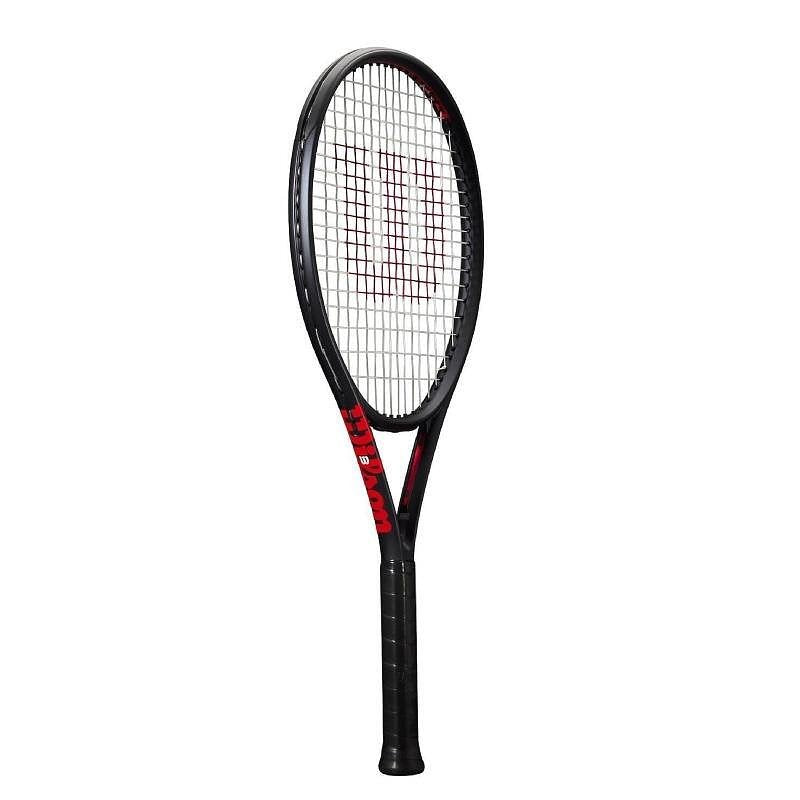 Wilson Clash 26 V3.0 tennis racket, a lightweight junior racket with comfort and control, black design with red accents
