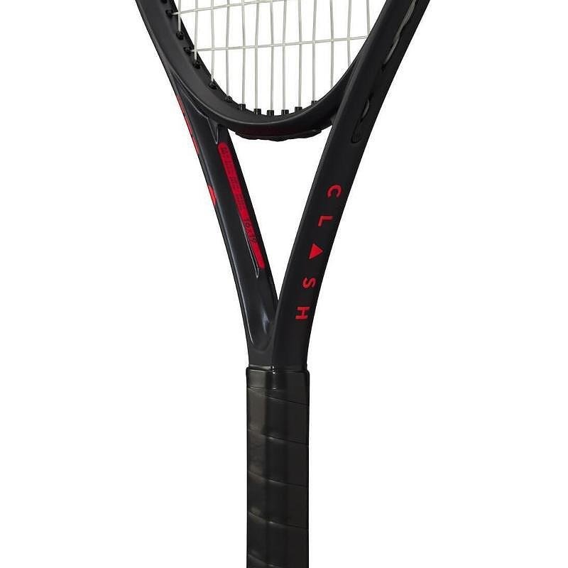 Wilson Clash 26 V3.0 tennis racket - a lightweight junior racket with a black design and red accents