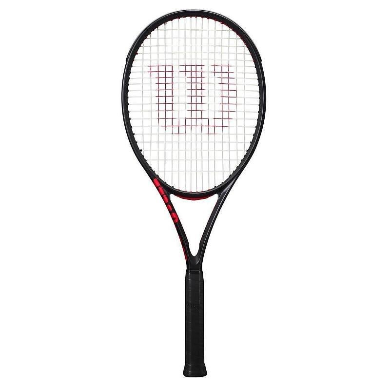 Rachetă de tenis Wilson Clash 100 Pro V3 cu design negru-roșu, confort și stabilitate pentru rachetele de tenis Wilson