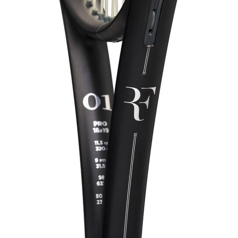 Wilson RF 01 Pro 16x19 tennis racket, black, premium design for control and maneuverability.