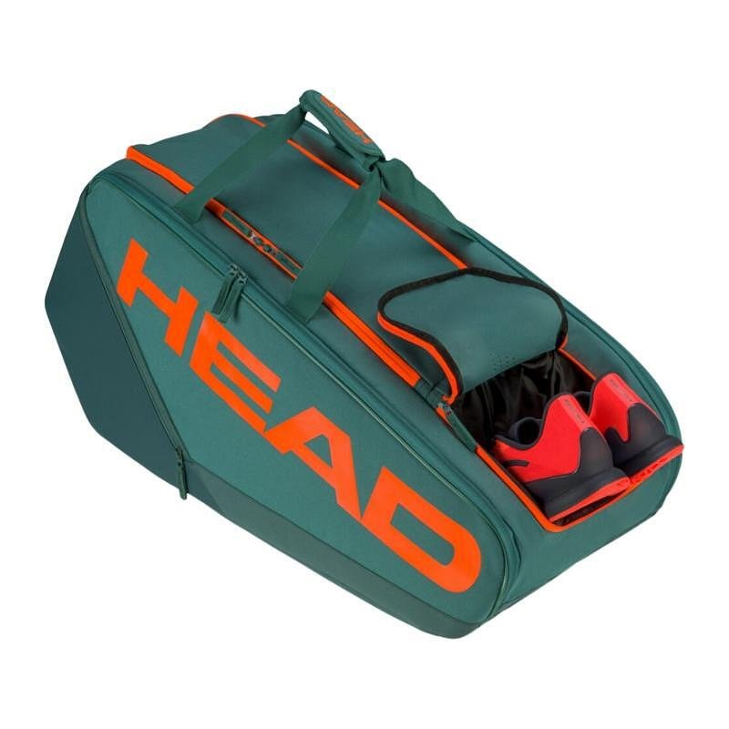 Тенис сак HEAD PRO Racquet Tennis Bag XL в горско зелено, просторен сак за 12 ракети, обувки и тенис екипировка