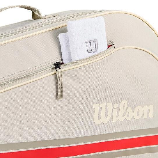 Wilson TEAM 2025 Oatmilk tennis bag - 3 racquets, stylish Wilson tennis bag for 3 racquets and accessories
