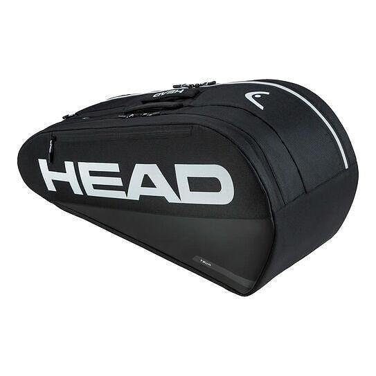 Head TOUR M Black thermal bag - tennis bag for up to 6 rackets, black HEAD tennis bag with organized storage